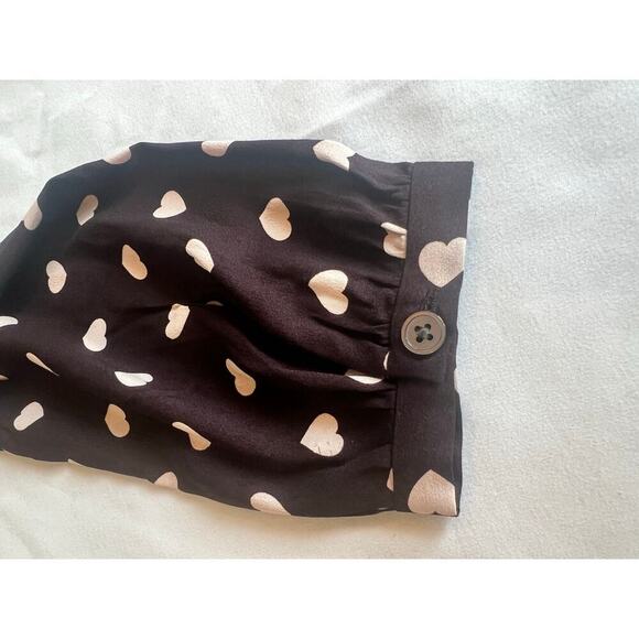 Ann Taylor Loft Women's Black Blouse with Hearts, Tie Neck, Petite Small, Office - Picture 5 of 10